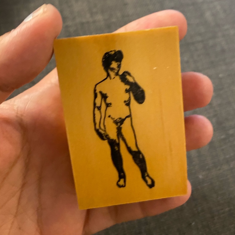 RUBBER STAMP Michelangelo DAVID Nude Naked Male Sculpture Renaissance Greek Art